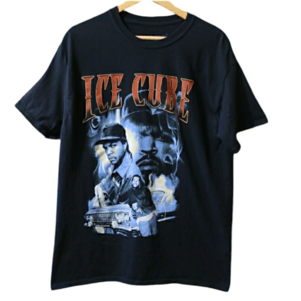 Ice Cube Black Graphic Rap Hip Hop Band Tee Large